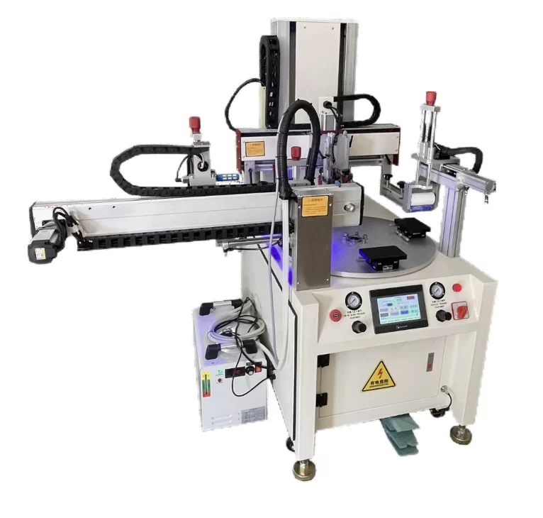 HH-1015 Máy in lụa bàn xoay kèm cánh  tay robot lấy hàng
